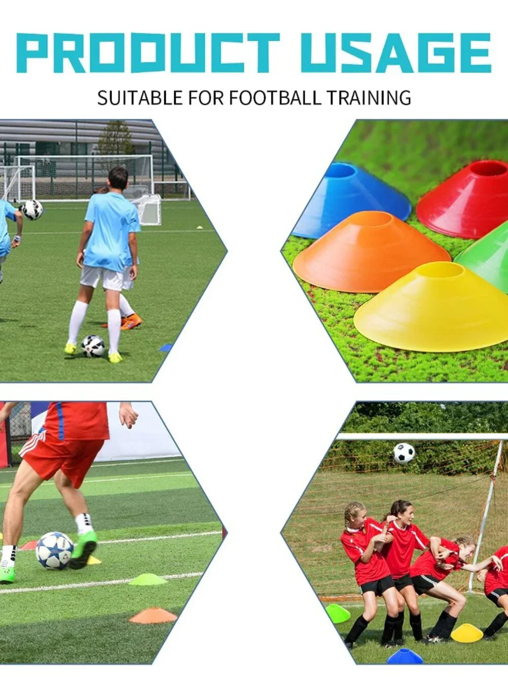 60/30 Pack Soccer Training Cones - Agility Cones with Carry Bag, Sturdy Disc Con
